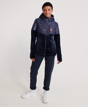 Superdry Storm Panel Hybrid Női Kabát Sötétkék | WRQLT8209